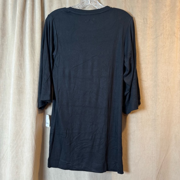 Free People Black Combo 3/4 Wide Sleeve Oversize Tee‎ Tunic NWT New - Picture 8 of 8
